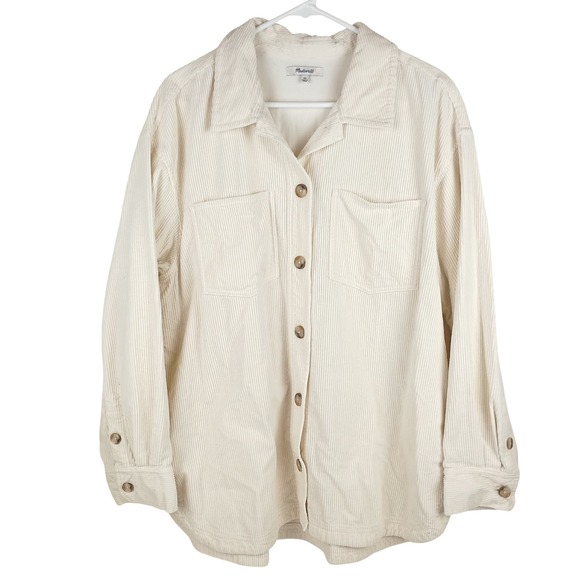 Madewell Jackets & Blazers - Madewell Women's Cream Corduroy Shirt Jacket XL Cotton Button Down Shacket